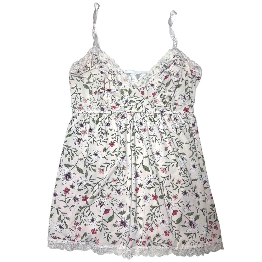Marilyn Monroe Satin Floral Lace Trim Babydoll Cami Top L Coquette Fairy Dainty